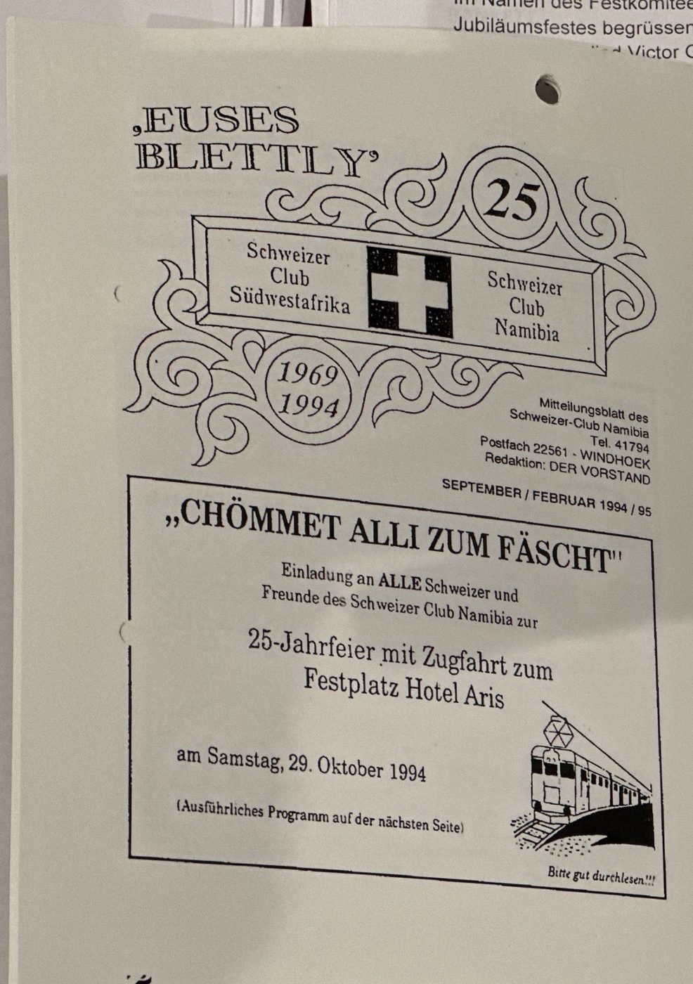 Euses Blettly, 1994: the invitation to the 25th, by train to Hotel Aris