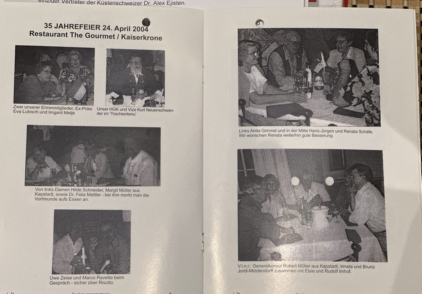 Thirty-five years, 24 April 2004, The Gourmet / Kaiserkrone · Festschrift, pp. 22–23