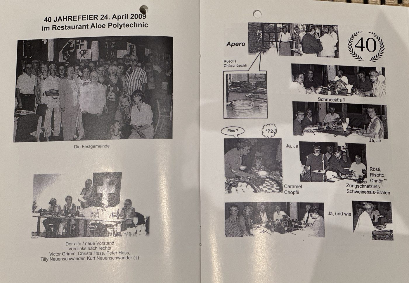 Forty years, 24 April 2009, Restaurant Aloe · Festschrift, pp. 24–25